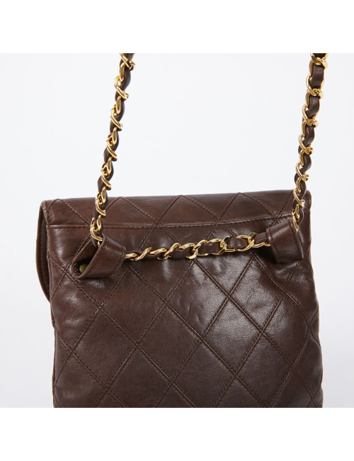 Ceinture sac CHANEL Vintage en cuir matelassé marron