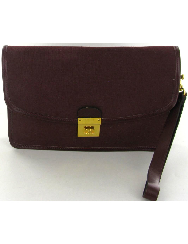 Pochette CELINE vintage en toile bordeaux