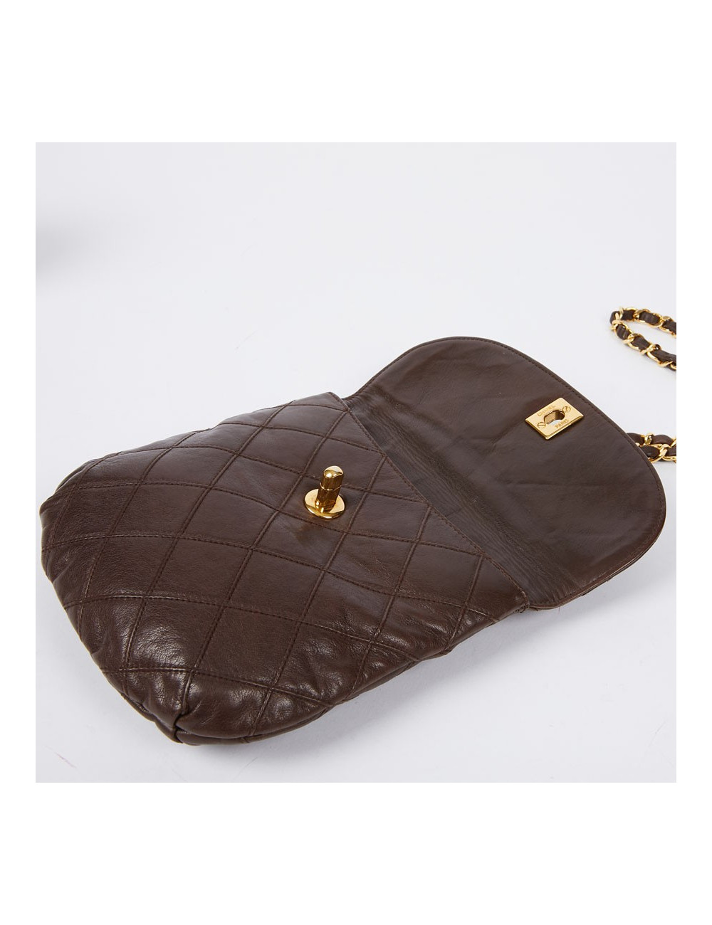 Ceinture sac CHANEL Vintage en cuir matelassé marron