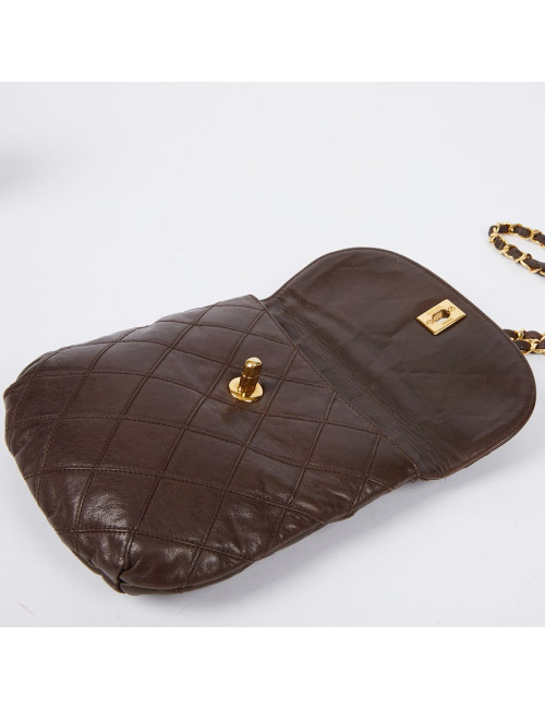 Ceinture sac CHANEL Vintage en cuir matelassé marron