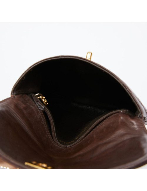 Ceinture sac CHANEL Vintage en cuir matelassé marron