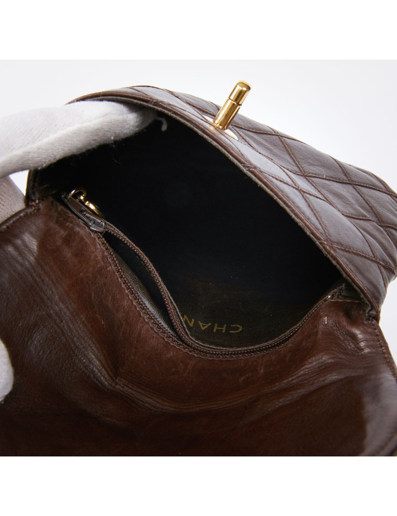 Ceinture sac CHANEL Vintage en cuir matelassé marron