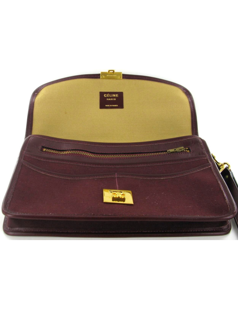 Pochette CELINE vintage en toile bordeaux