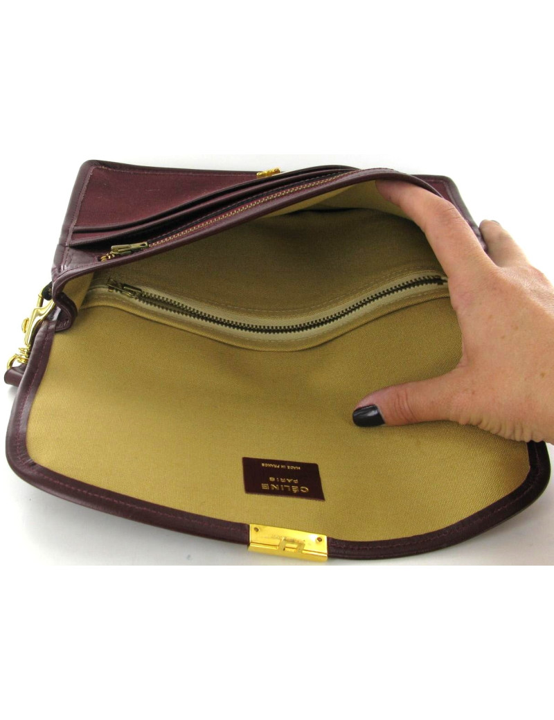 Pochette CELINE vintage en toile bordeaux