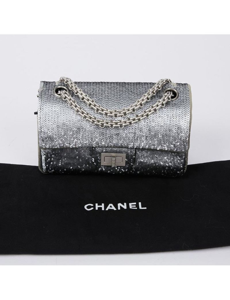 Sac CHANEL sequins argent