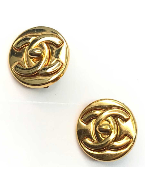Clips cc rond doré CHANEL