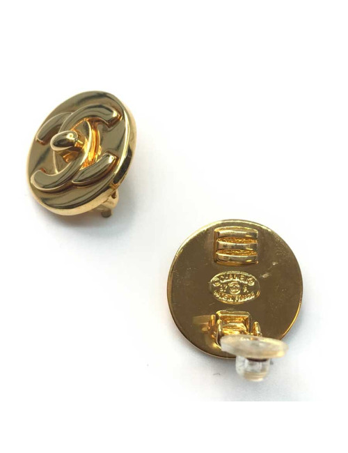Clips cc rond doré CHANEL