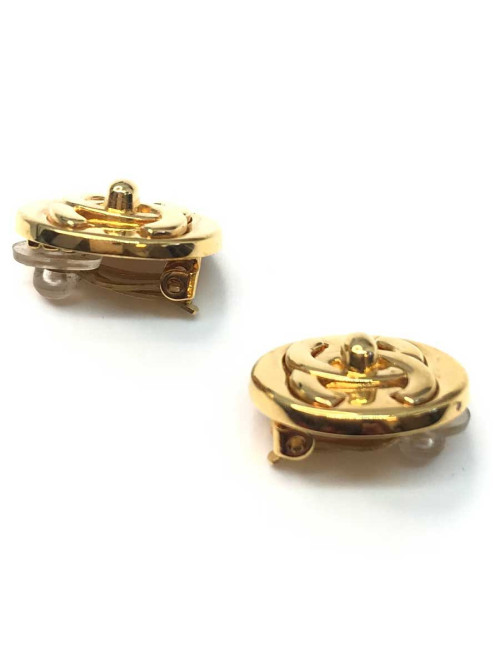 Clips cc rond doré CHANEL