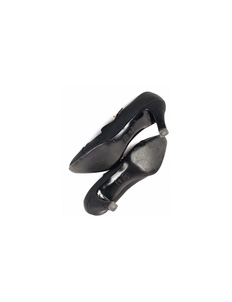 Escarpins "Babies" toile noire CHANEL