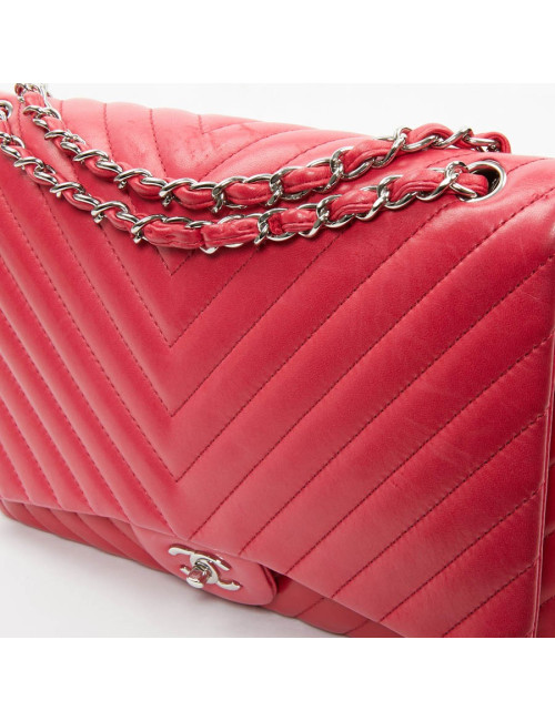 Grand sac CHANEL chevron Jumbo rose