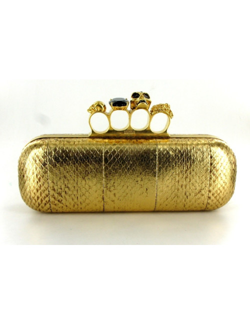 Pochette ALEXANDER MCQUEEN en python doré 
