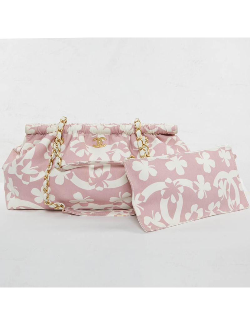 Sac Chanel tissu rose