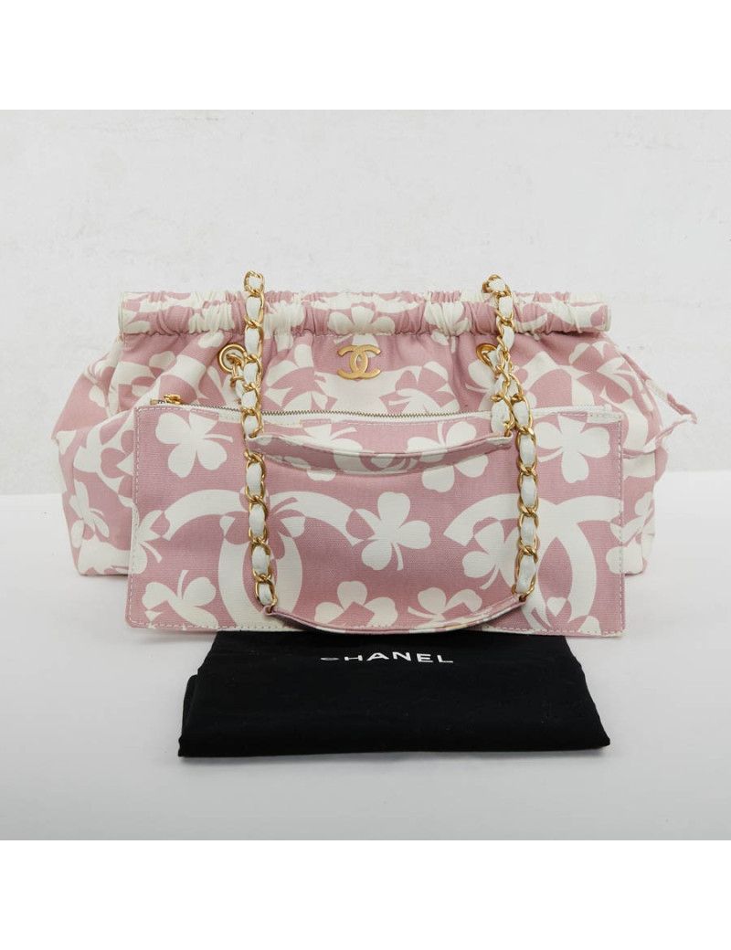 Sac Chanel tissu rose