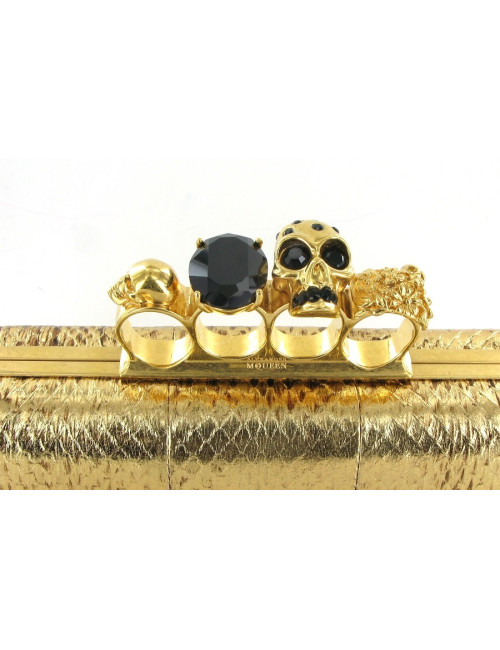 Pochette ALEXANDER MCQUEEN en python doré 