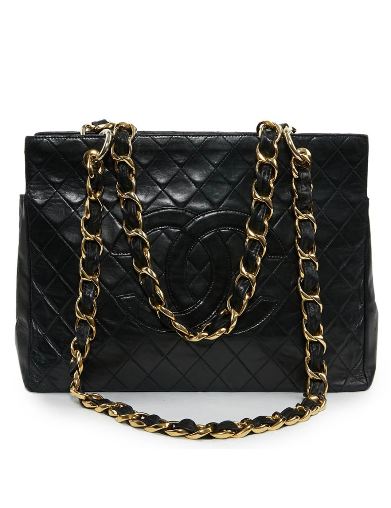 Shopping bag CHANEL cuir d'agneau noir