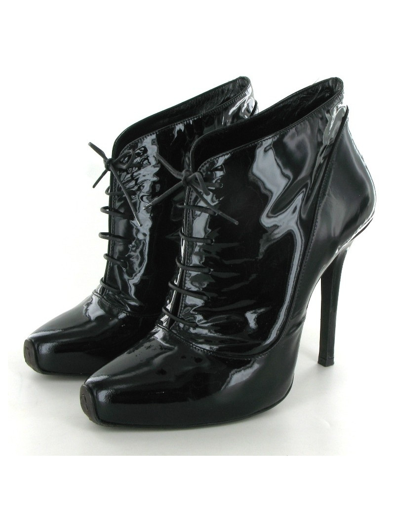 Bottines GIAMBATTISTA VALLI en cuir verni noir T 38,5