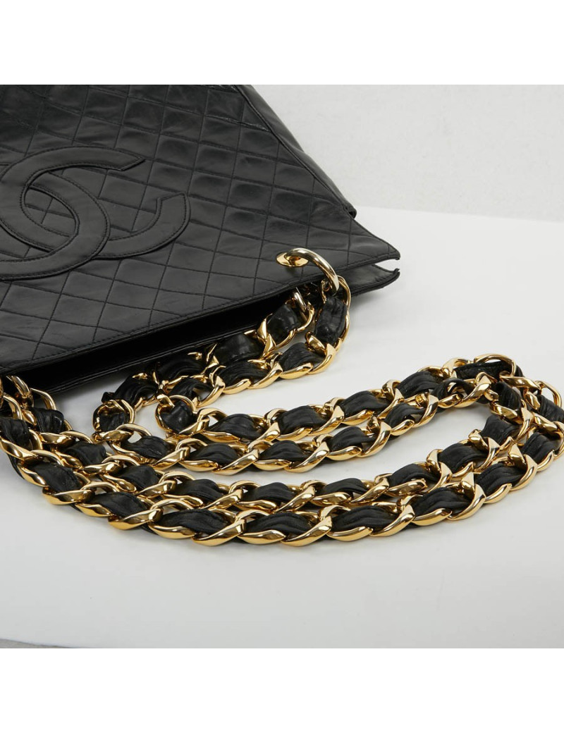 Shopping bag CHANEL cuir d'agneau noir