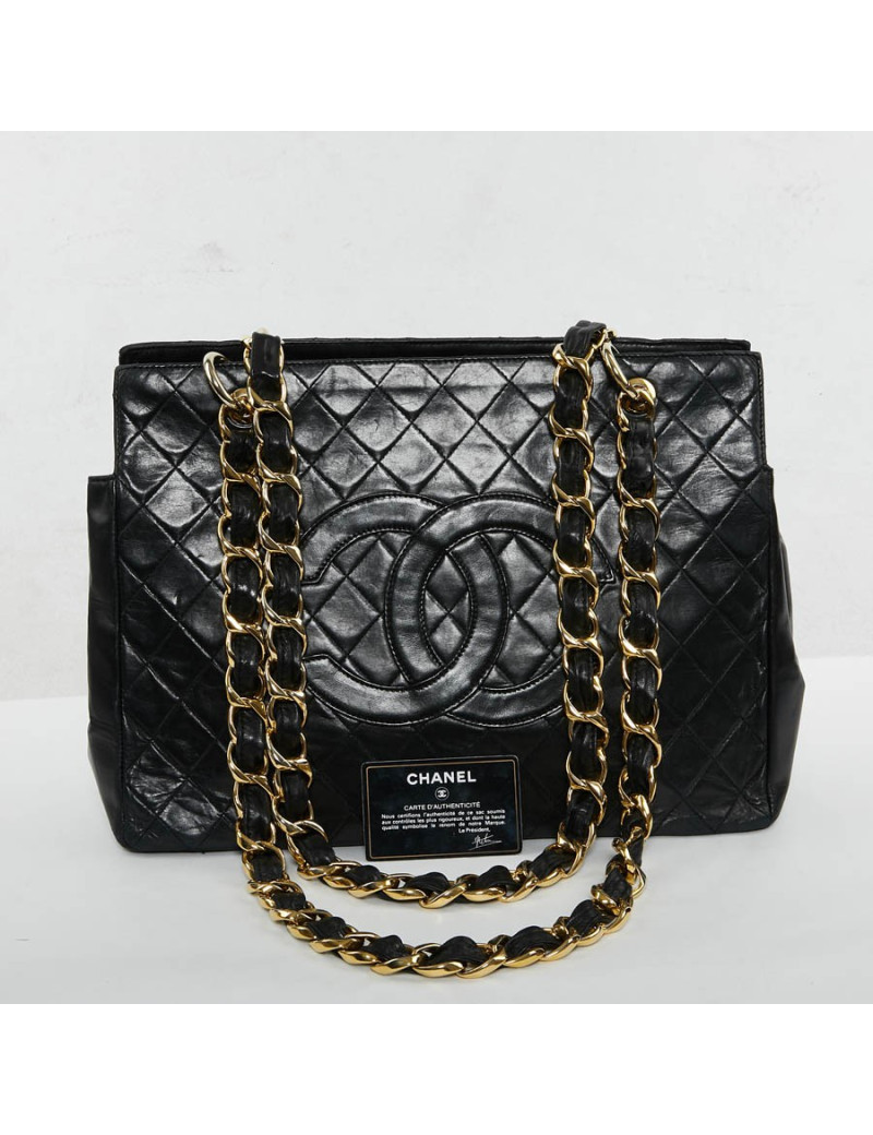Shopping bag CHANEL cuir d'agneau noir
