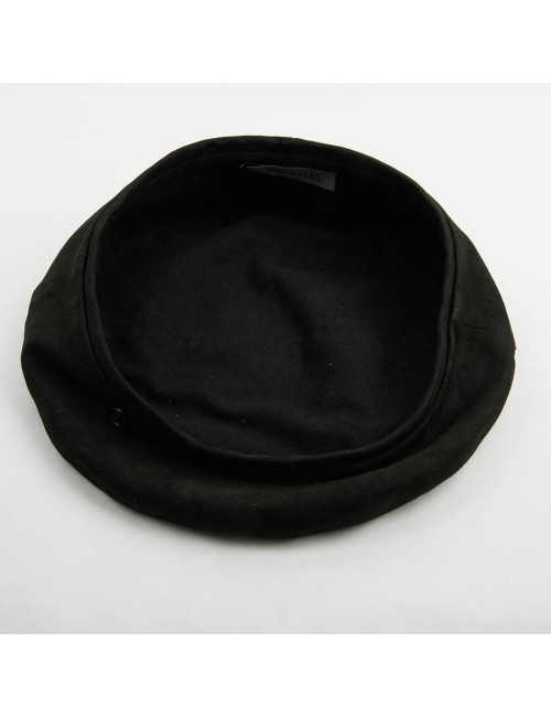 Beret MAISON MICHEL noir cuir d'agneau