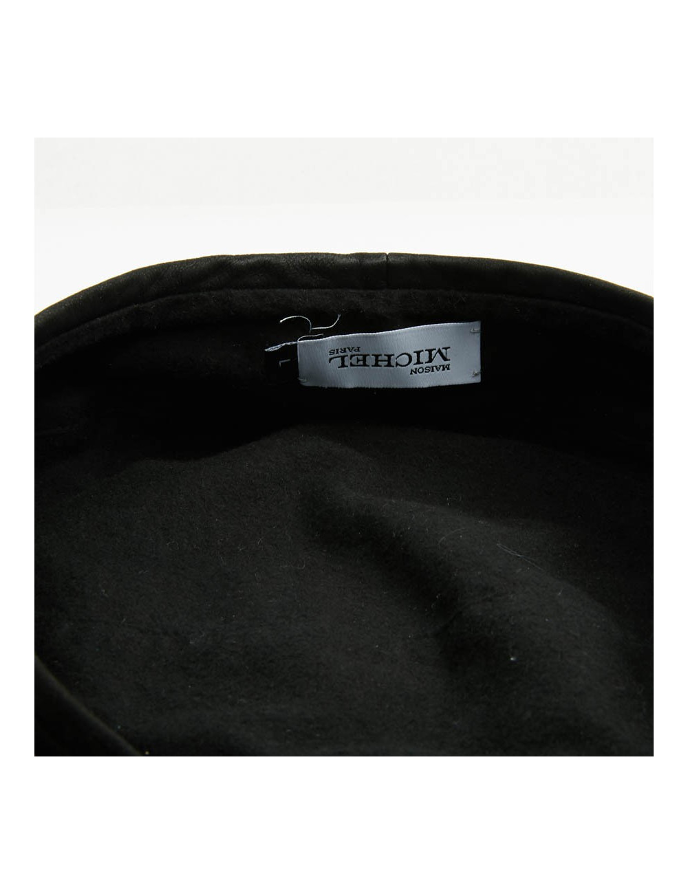 Beret MAISON MICHEL noir cuir d'agneau
