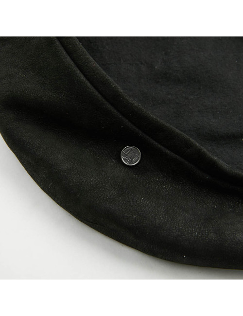 Beret MAISON MICHEL noir cuir d'agneau