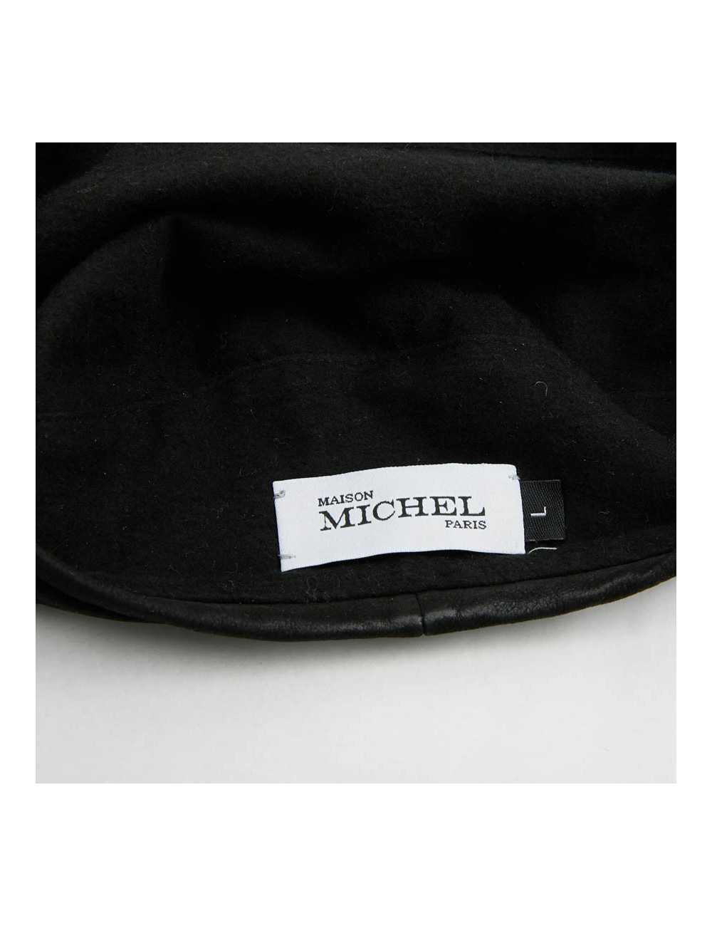 Beret MAISON MICHEL noir cuir d'agneau