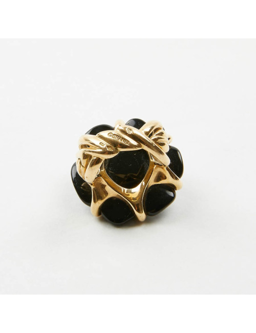 CHANEL bague camélia onyx Or jaune 18 carats