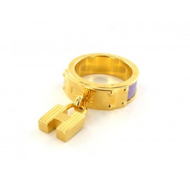 Ring HERMES vintage leather goat mysore and plated 24 k gold