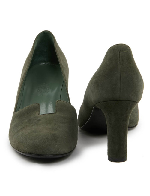 Escarpins Hermès T37 veau velours vert