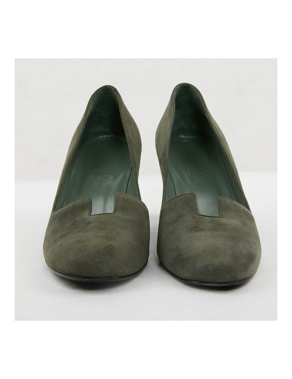 Escarpins Hermès T37 veau velours vert