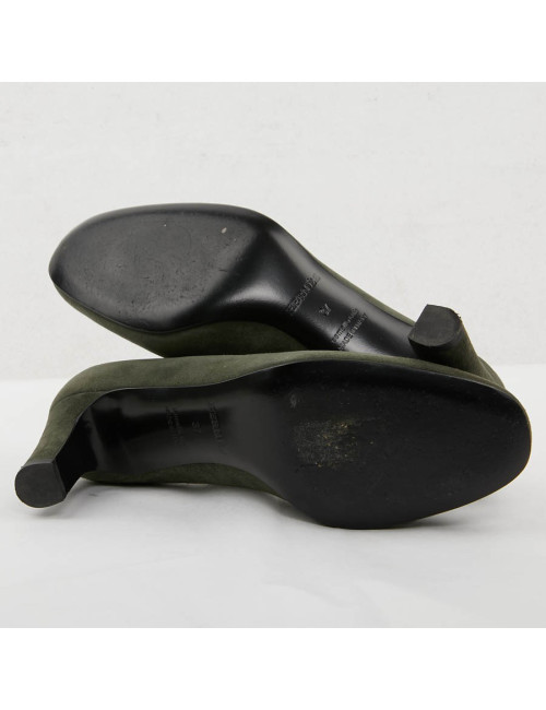 Escarpins Hermès T37 veau velours vert