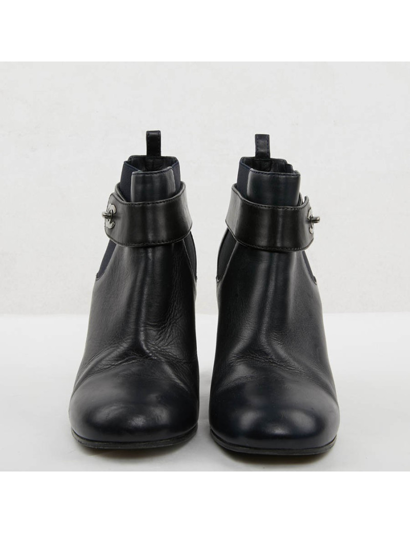 Boots T 37.5 CHANEL cuir d'agneau bleu et noir