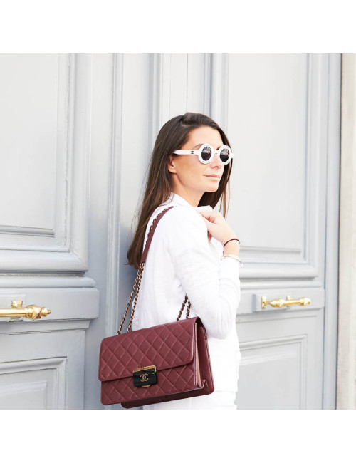 Sac CHANEL cuir matelassé bordeaux foncé