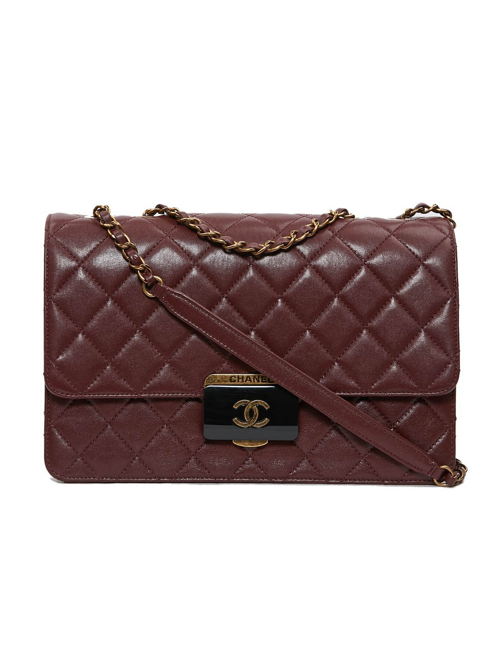 Sac CHANEL cuir matelassé bordeaux foncé