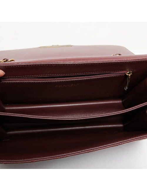 Sac CHANEL cuir matelassé bordeaux foncé