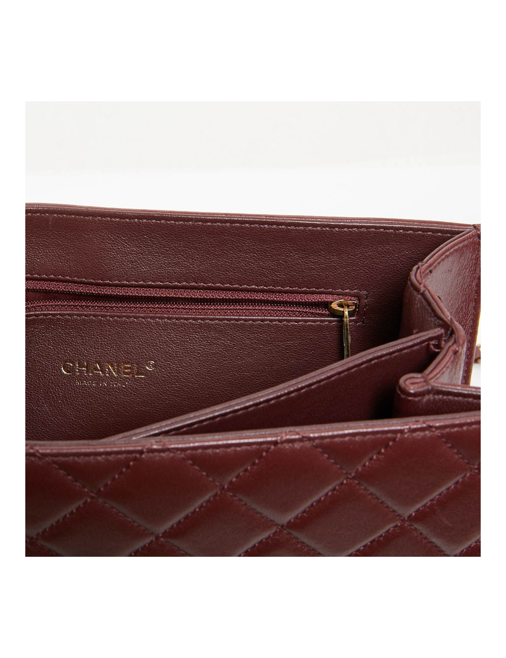Sac CHANEL cuir matelassé bordeaux foncé