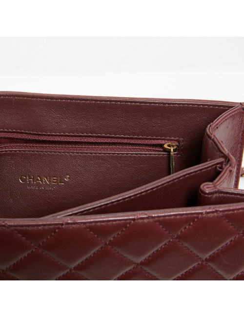 Sac CHANEL cuir matelassé bordeaux foncé