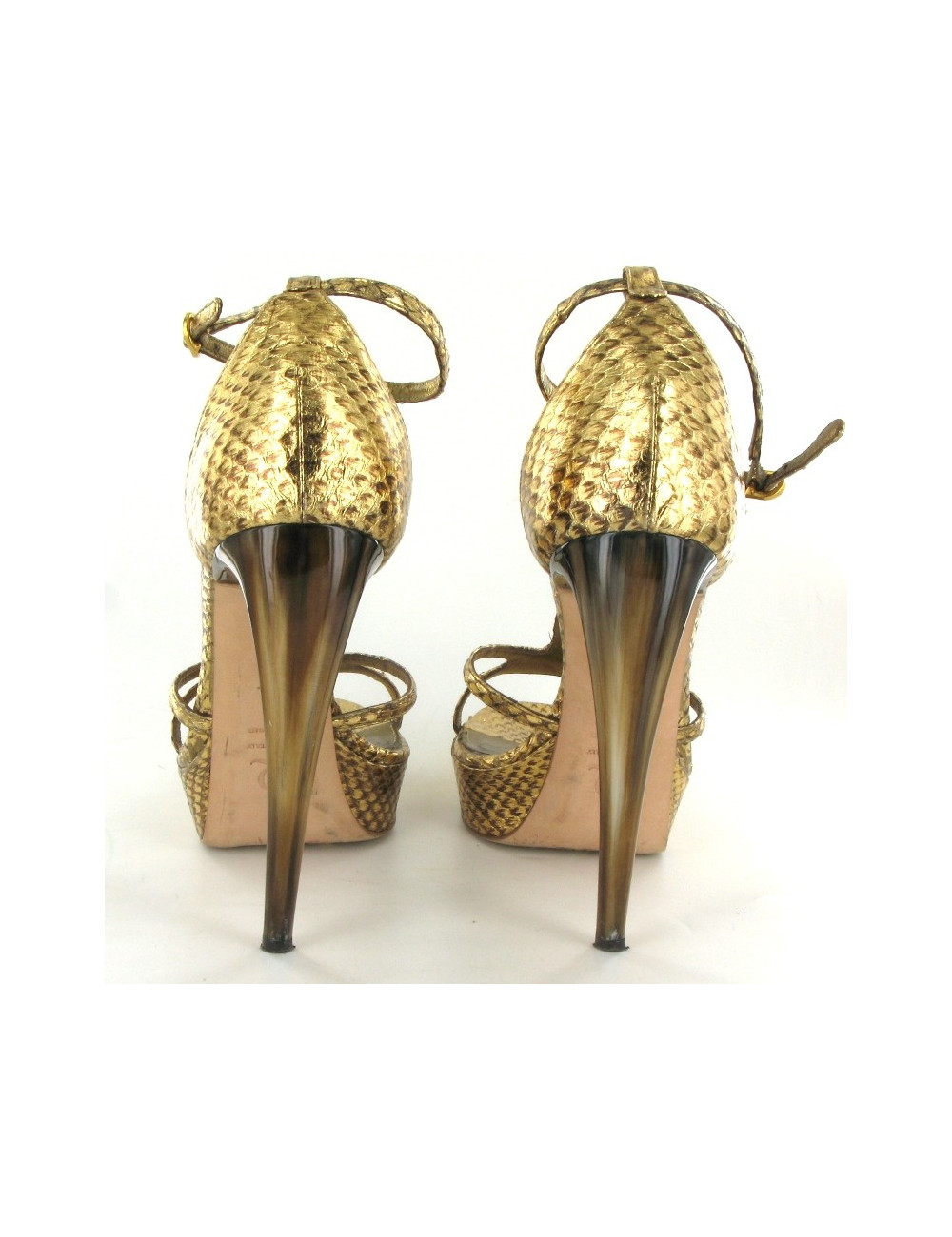 Escarpins ALEXANDER MCQUEEN en python doré