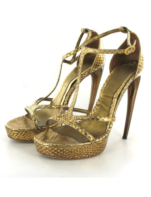 Escarpins ALEXANDER MCQUEEN en python doré