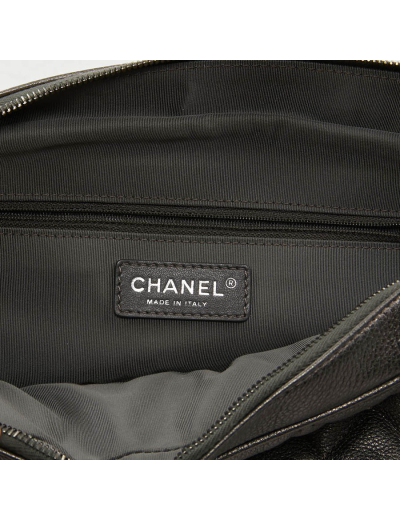 Sac CHANEL cuir grainé argent acier