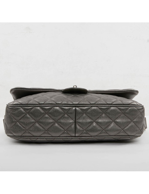 Sac CHANEL cuir grainé argent acier