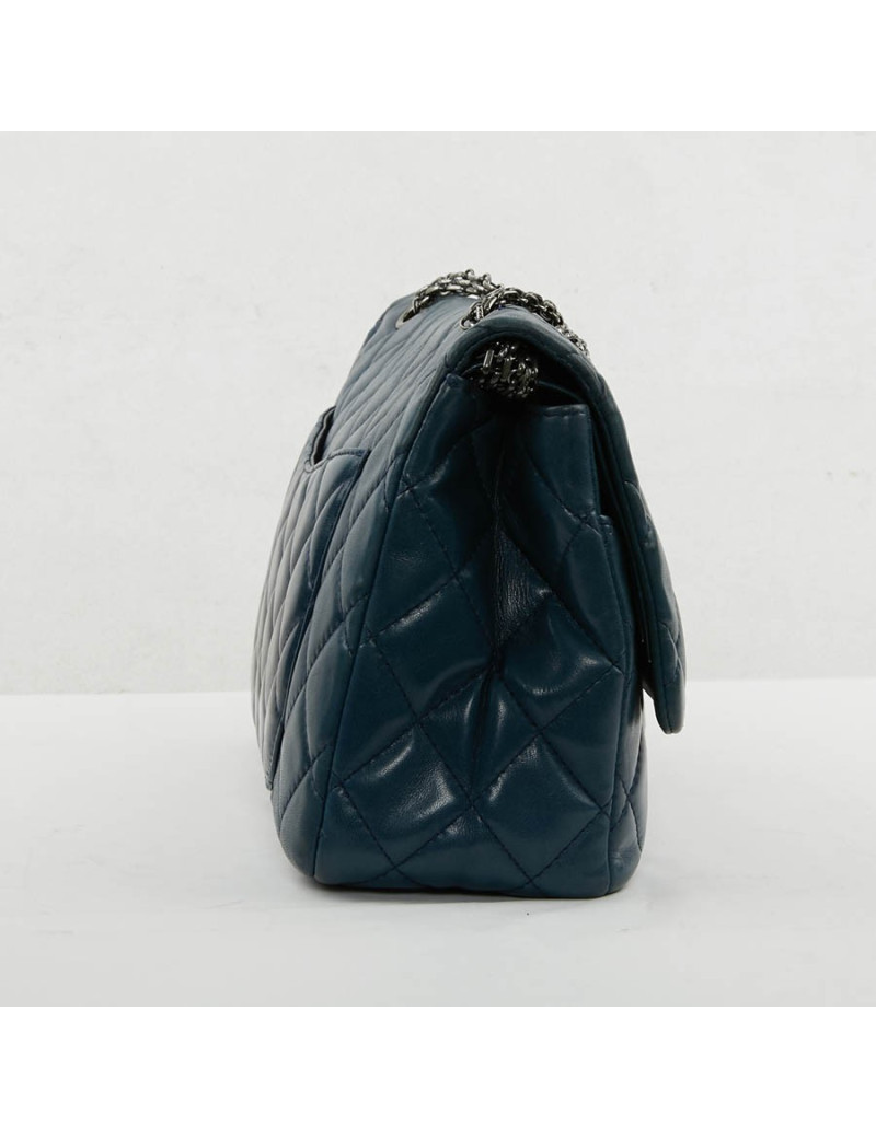 Sac 2.55 CHANEL cuir d'agneau lisse bleu