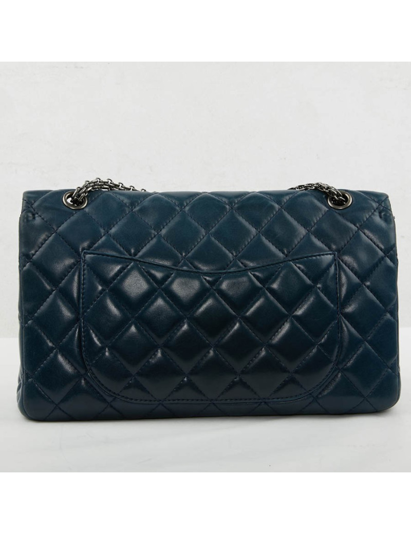 Sac 2.55 CHANEL cuir d'agneau lisse bleu