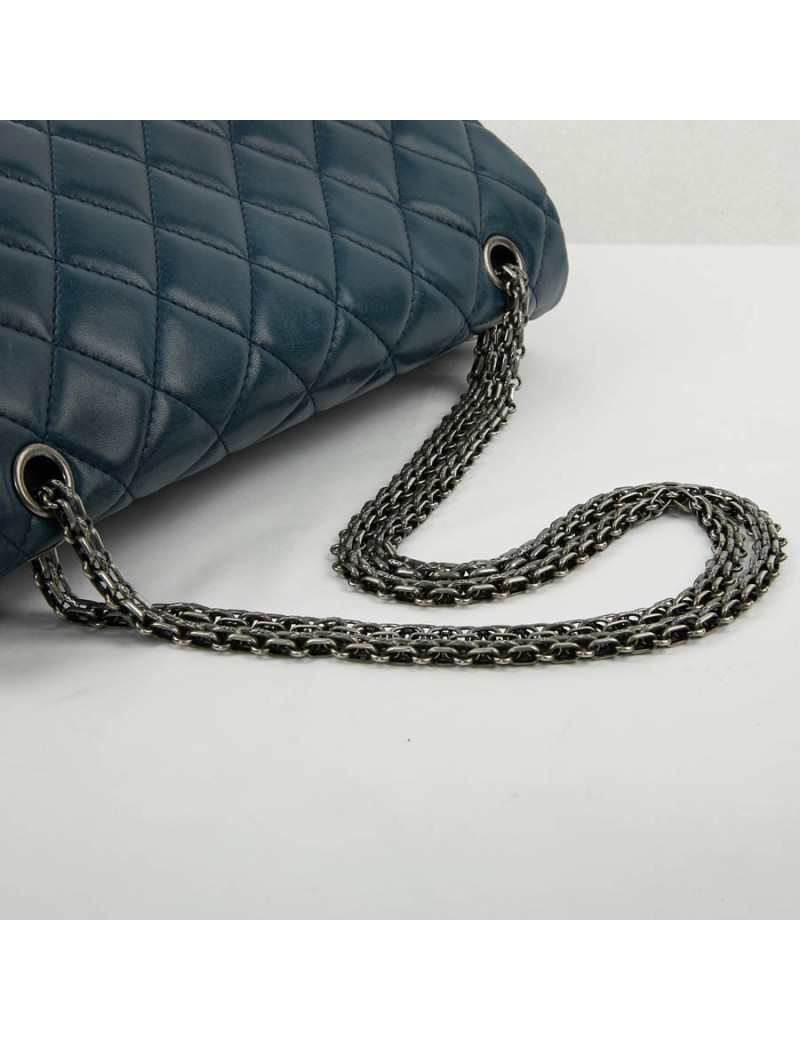Sac 2.55 CHANEL cuir d'agneau lisse bleu