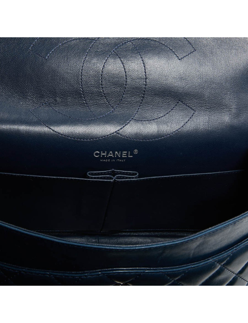 Sac 2.55 CHANEL cuir d'agneau lisse bleu