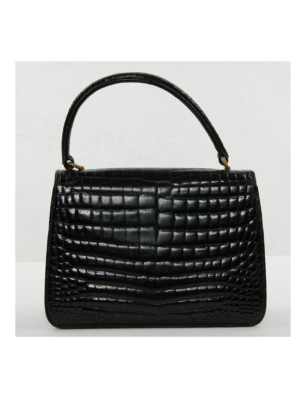sac à main GUCCI alligator noir Vintage