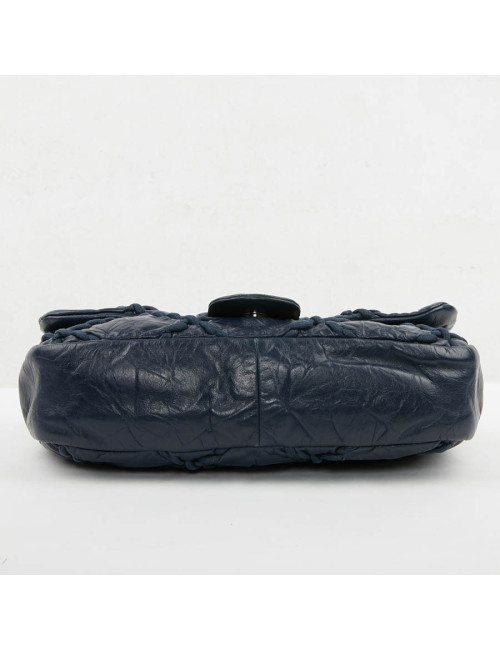 Sac CHANEL cuir froissé d'agneau matelassé bleu 
