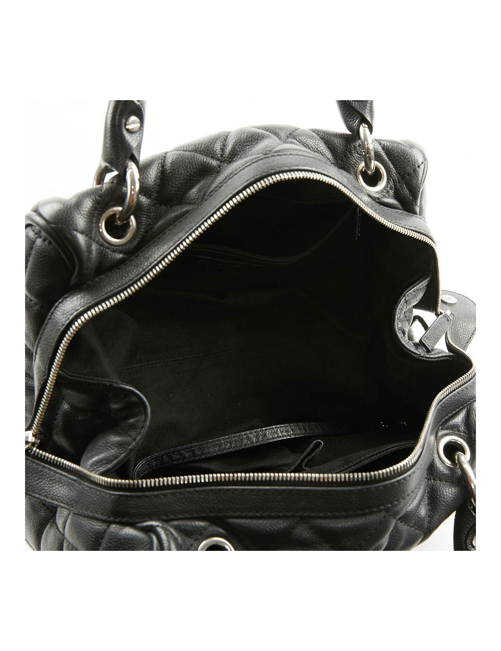 Sac bowling Chanel noir en cuir matelassé