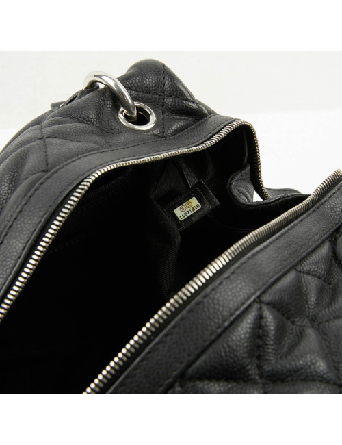 Sac bowling Chanel noir en cuir matelassé