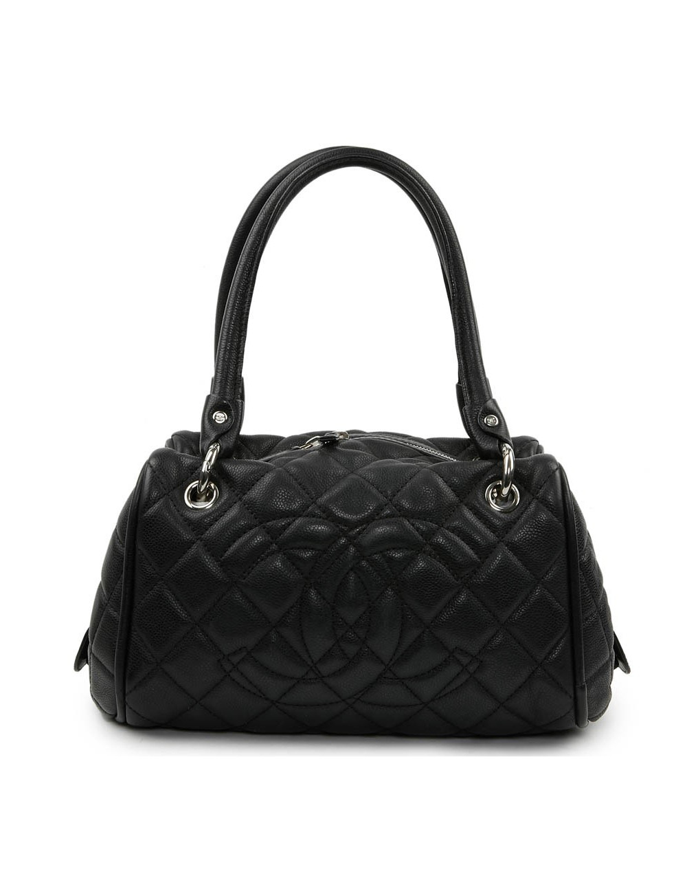 Sac bowling Chanel noir en cuir matelassé